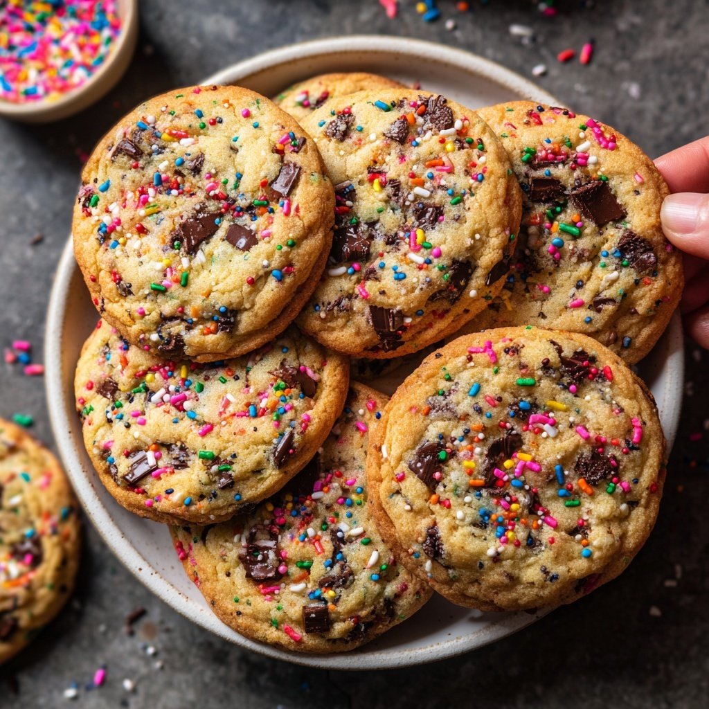 Christmas Sprinkle Chocolate Chip Cookies for Gifting