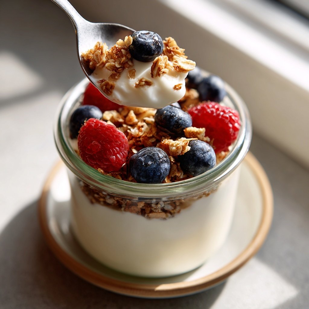 Greek Yogurt Breakfast Parfait with Granola and Berries​