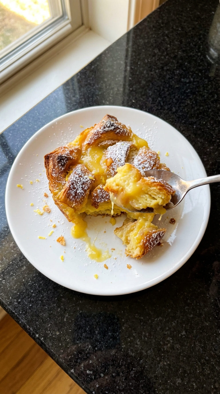 Lemon Infused Croissant Pudding