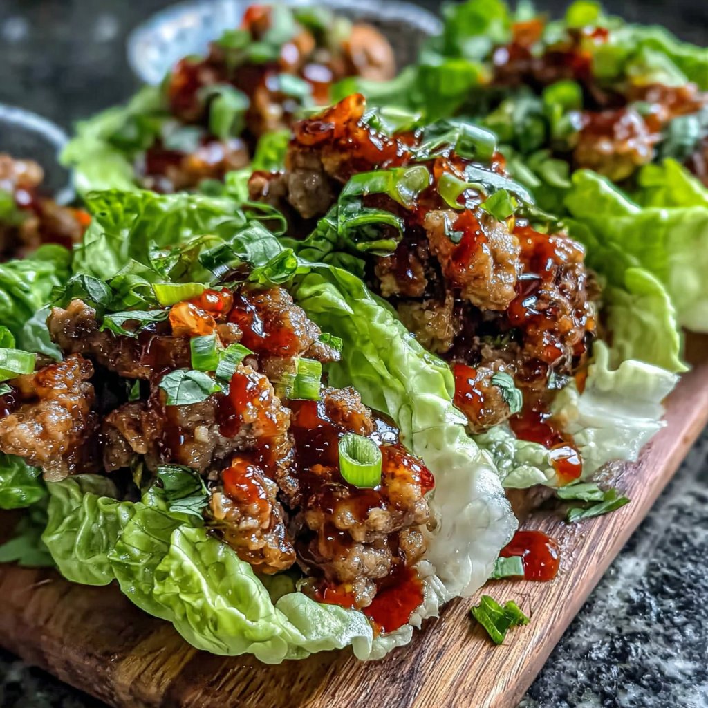 Sriracha Hamburger Meat Lettuce Wraps