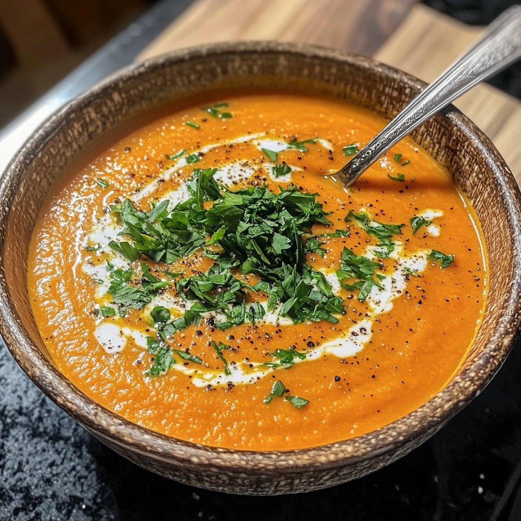 Healthy Vegan Roasted Carrot Soup