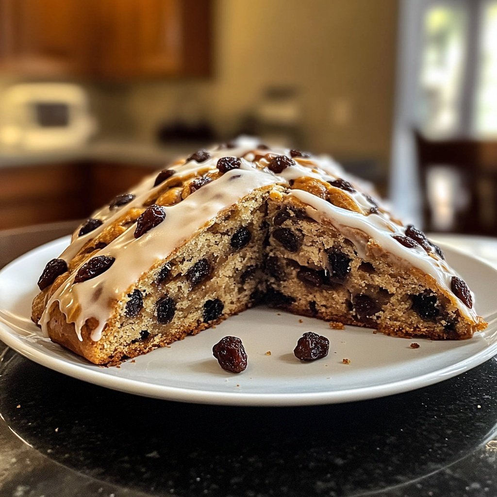 Traditional German Christmas Stollen with Rum-Soaked Raisins