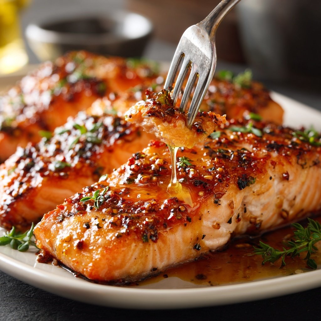 Maple Mustard Glazed Salmon Fillets