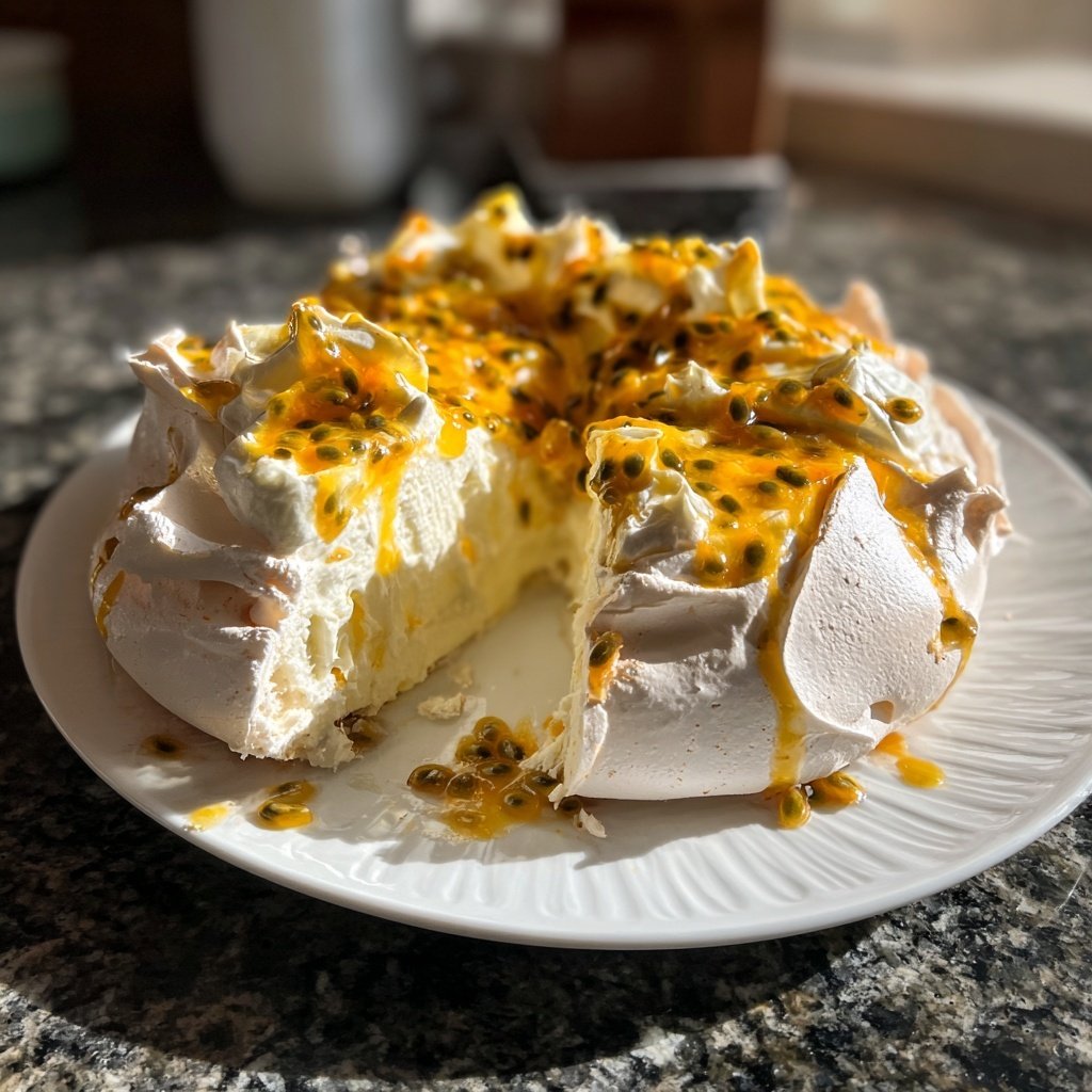 Limoncello Pavlova with Passion Fruit