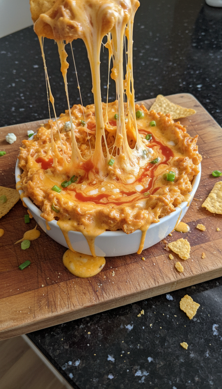 Buffalo Chicken Queso Dip