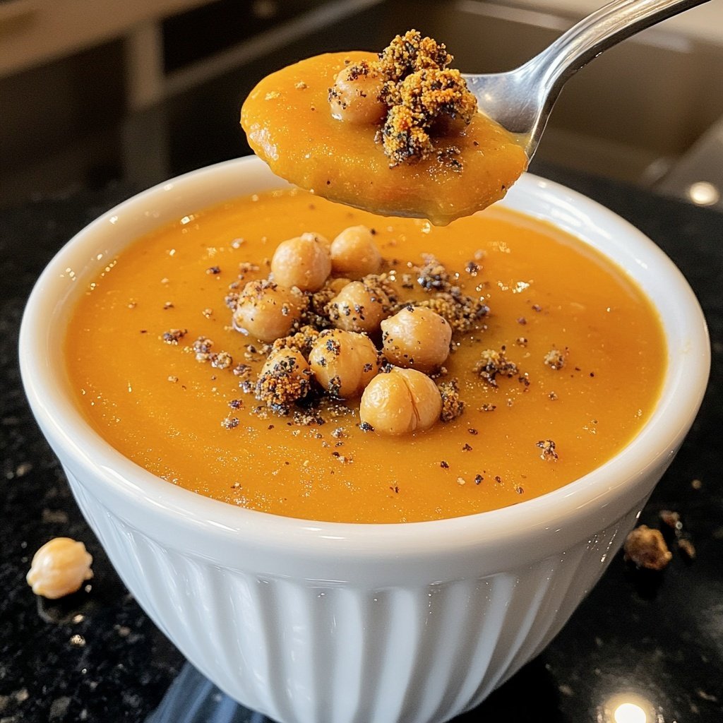 Roasted Carrot Soup with Za'atar and Chickpeas