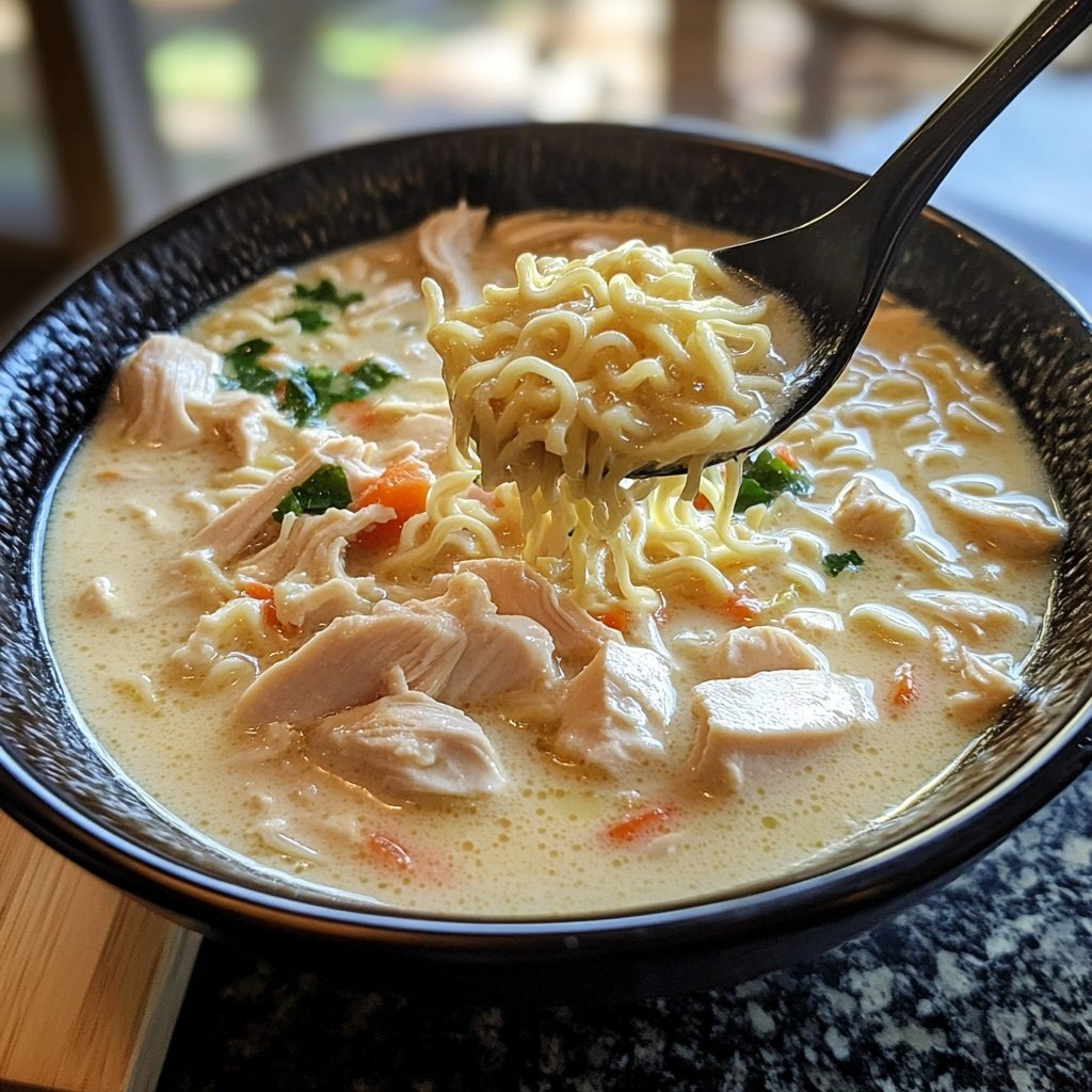 Creamy Chicken Soup with Coconut Milk & Ramen