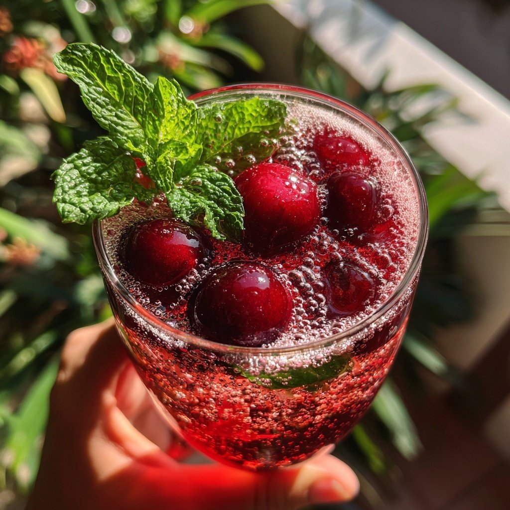 Christmas Cherry Fizz Mocktail Recipe