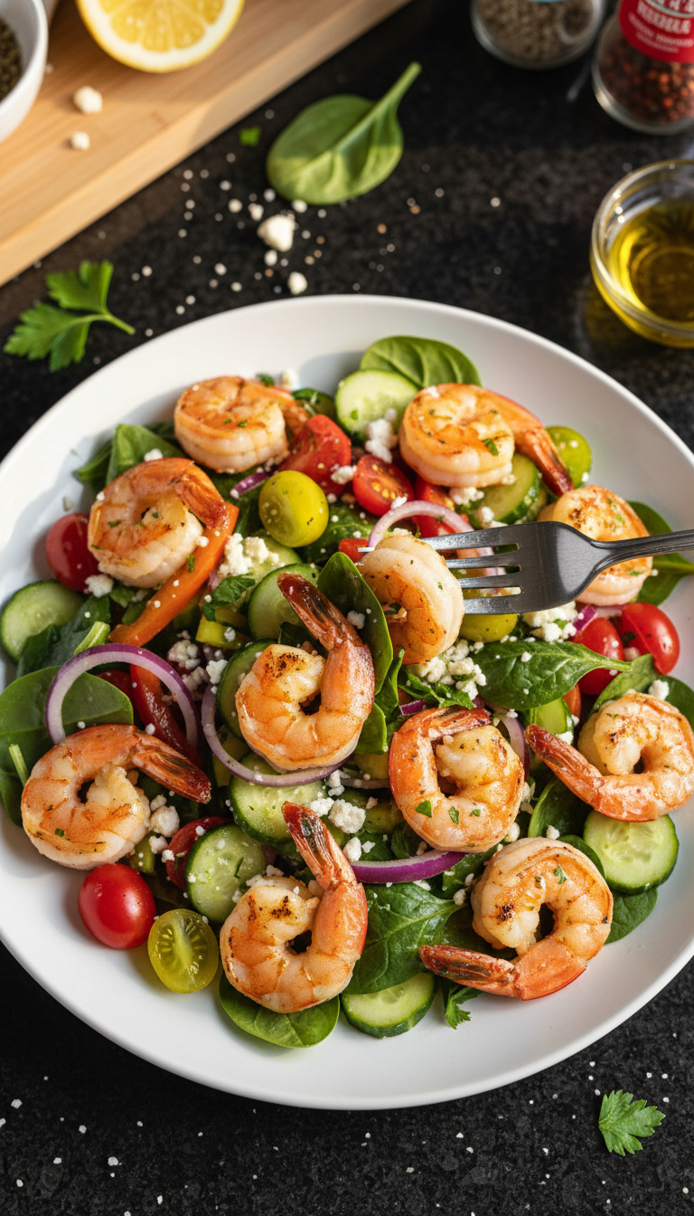 High Protein Grilled Shrimp Salad