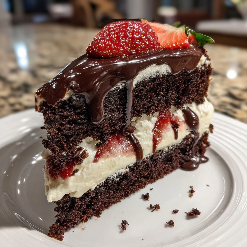 Chocolate Strawberry Shortcake Layer Cake