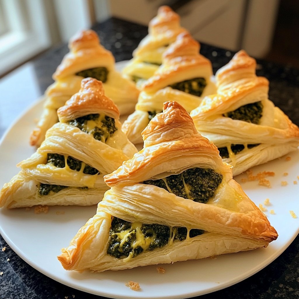 Puff Pastry Christmas Trees with Pesto and Cheese